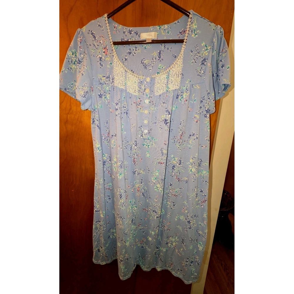 Secret Treasures SS Purple Floral Nightgown Day Dress Granny Cottage Core Size L